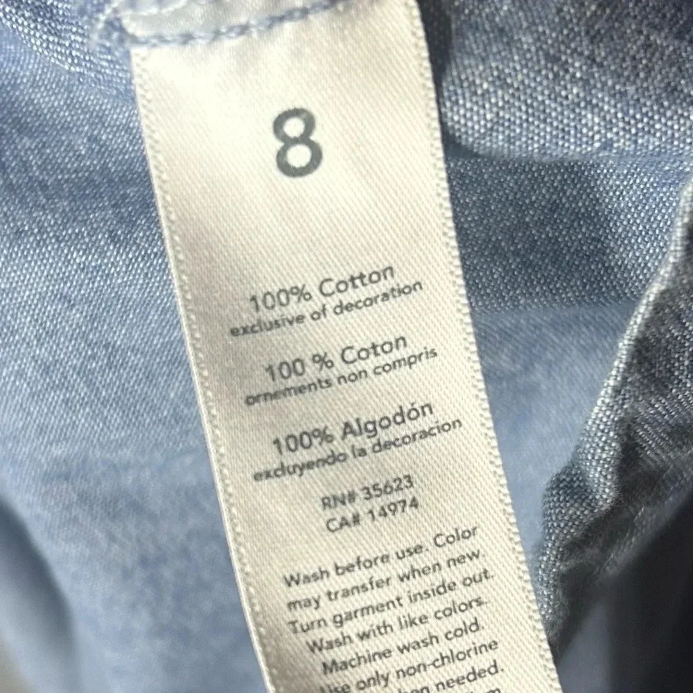 Carters chambray tunic tank top shirt embroidered back buttons cotton size 8
